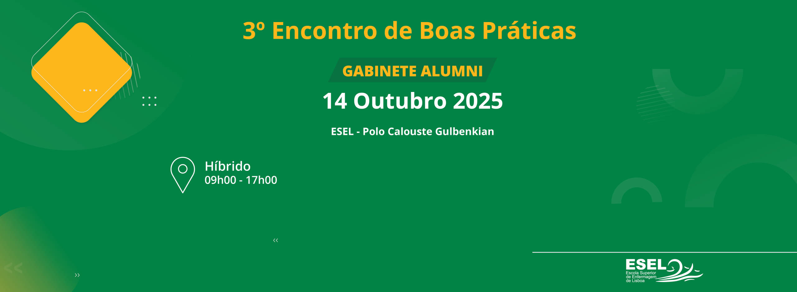 banner do 3.º Encontro de Boas Práticas Alumni ESEL